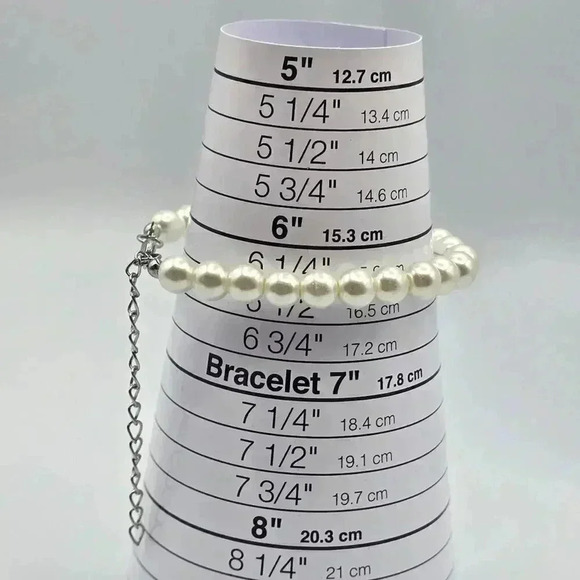 Pearl Bead Silver Chain Adjustable Link Bracelet Fashion Jewelry - Picture 2 of 2